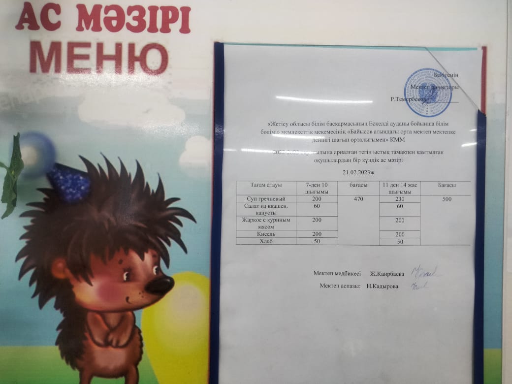 Мектептік тамақтандыру    21.02.2023 ж